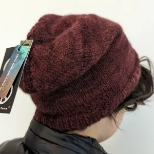 Alpaca Fleece Knit Slouch Beenie, Worn